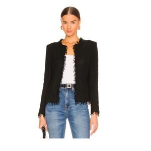 IRO Shavani Boucle Fringe Trim Jacket Black‎ Size 2/4